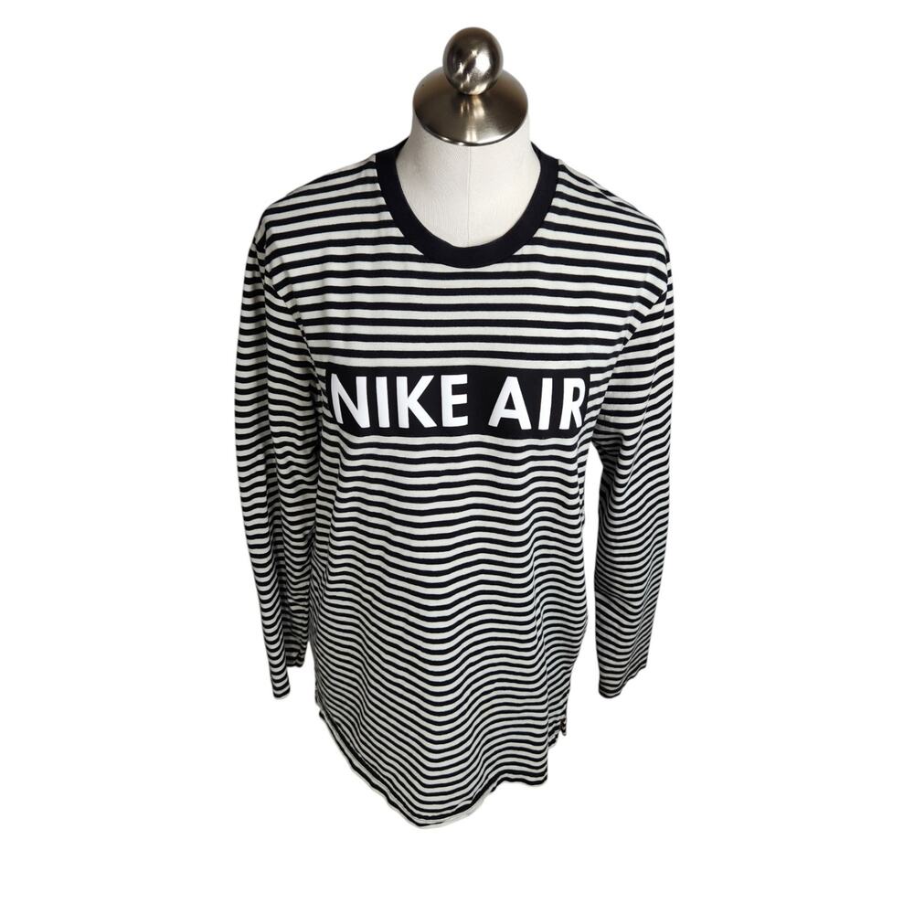 Nike Air Shirt Men's Large Black White Striped Graphic‎ Long Sleeve Sportswear